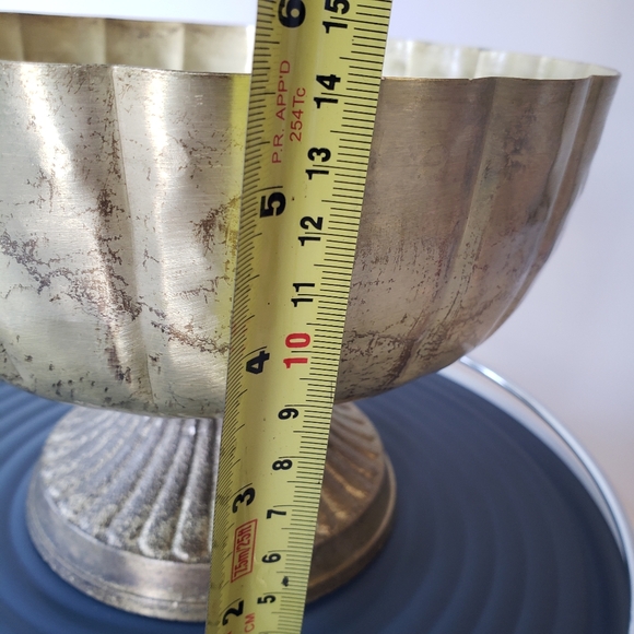 Copper Gold Distressed decorative scalloped compote holiday Afloral bowl - Picture 8 of 11